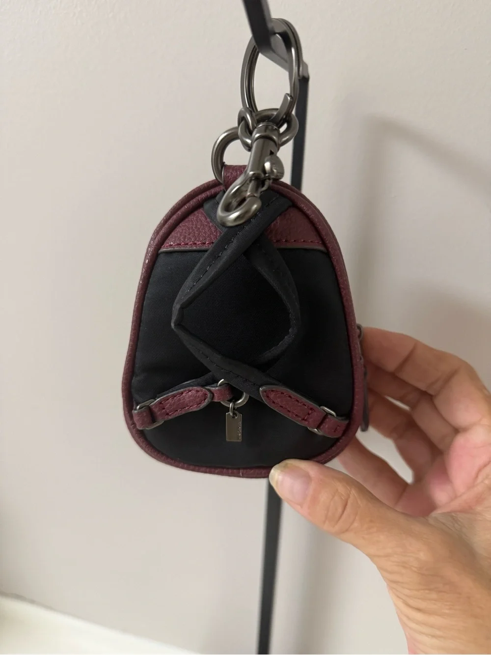 Coach Pebbled Leather Mini Backpack Keychain/ Bag Charm - Wine